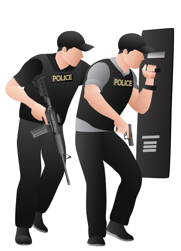 Illustration of law enforcement officers during an arrest or tactical operation