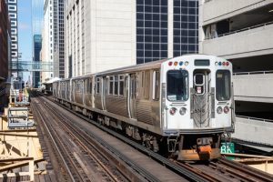 CTA elevated train in downtown Chicago