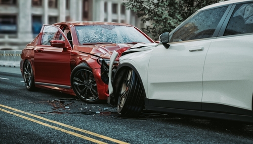 Damaged car after a collision with an uninsured driver in Chicago