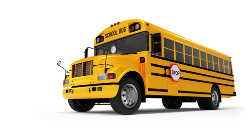 Yellow school bus with stop arm representing school bus safety and child pedestrian accident risks