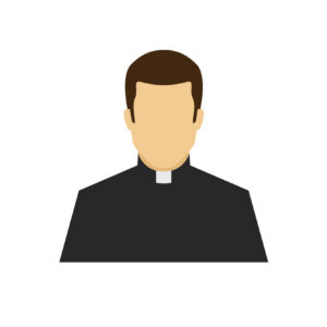 Illustration of a Catholic priest representing clergy sexual abuse allegations at Holy Angels Parish in Chicago.